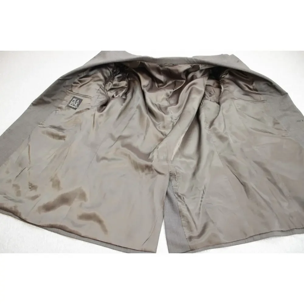 Jos A Bank Suit‎ Mens Size 44R Brown Micro Check 100% Wool 2 Piece 38 x 26 Pants